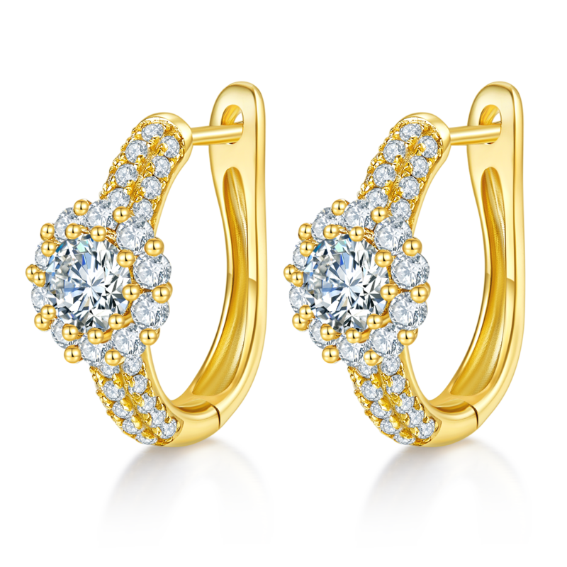 三排对半太阳花耳环S925银Moissanite厘石D级1.996ct